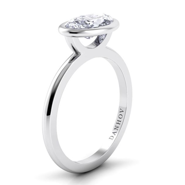 Danhov Per Lei Oval Diamond Ring for Women in 14k White Gold