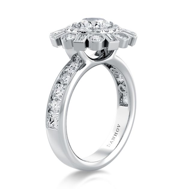 Danhov Per Lei Unique Engagement Ring in 14k White Gold