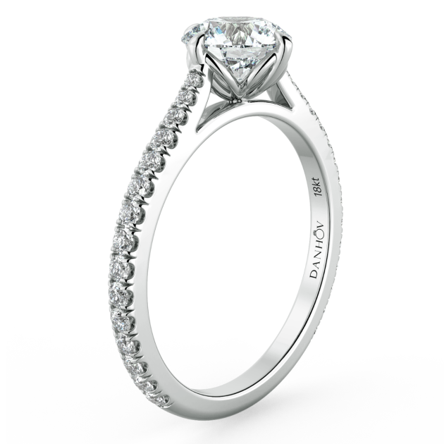 Norme De Danhov Ladies Engagement Ring Set in 14k White Gold