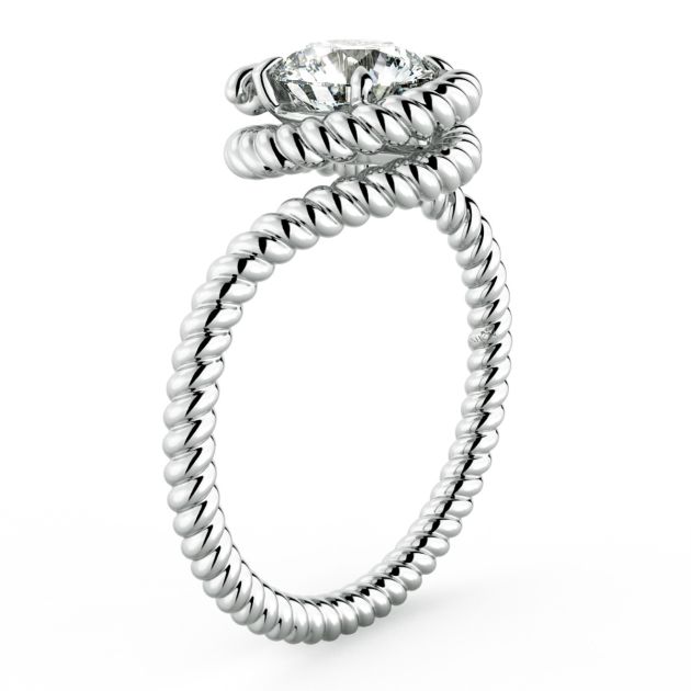 Danhov Abbraccio Braided Swirl Engagement Ring in 18k White Gold