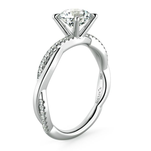 Norme De Danhov Petite Twisted Engagement Ring in 18k White Gold