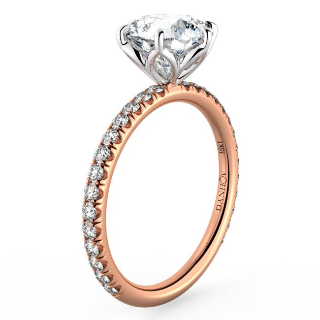 Norme de Danhov Two Tone Diamond Engagement ring for Her 14k Rose Gold