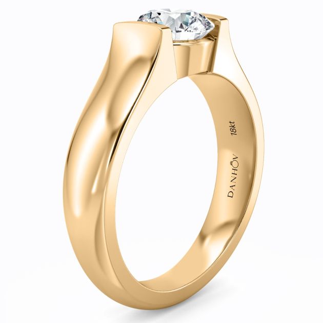 Norem de Danhov tension style engagement ring in 18K yellow gold 