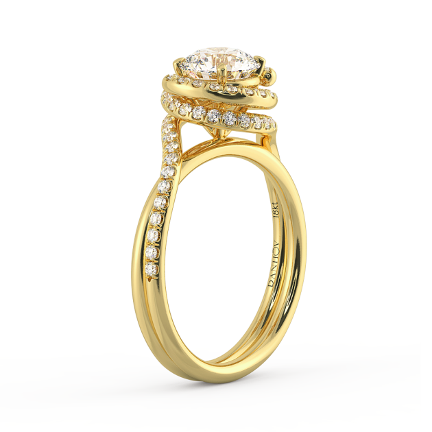 Danhov Abbraccio Double Ring Swirl Engagement Ring in 18k Yellow Gold