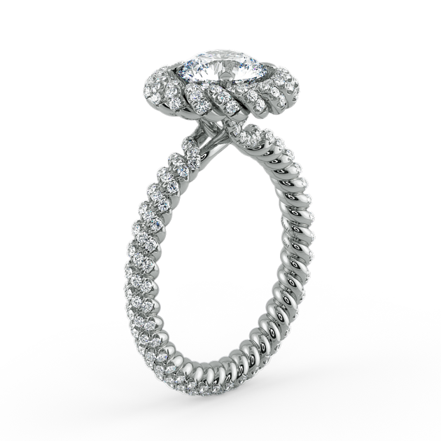 Danhov Eleganza Braided Diamond Engagement Ring in 14k White Gold