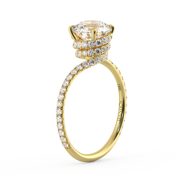 Danhov Abbraccio Swirl Diamond Engagement Ring in 18k Yellow Gold