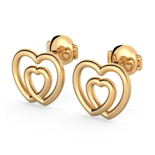 Norme de Danhov Double Heart Earrings in 14k Yellow Gold