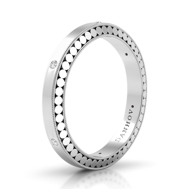 Danhov Tubetto Domed Diamond Wedding Ring in 14k White Gold