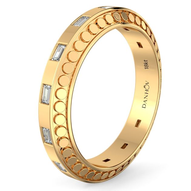 Danhov Tubetto Diamond Wedding Ring in 18kt Yellow Gold