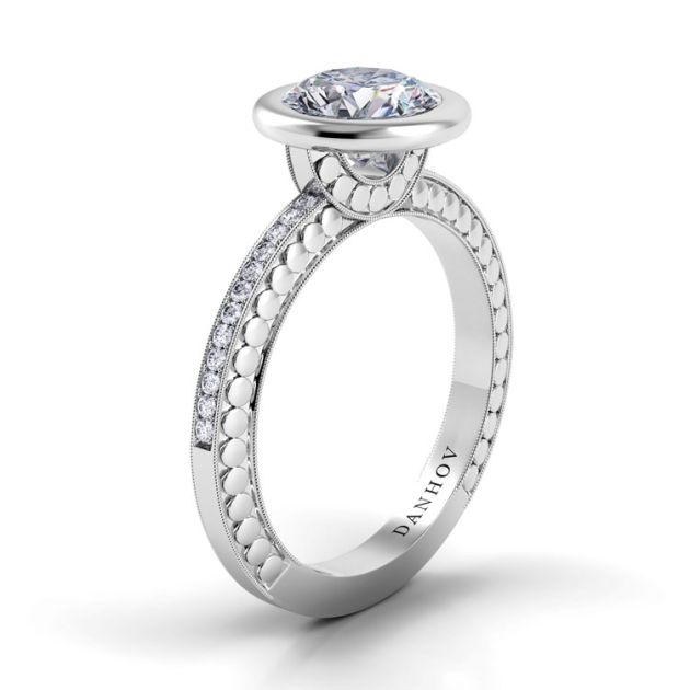 Danhov Tubetto Unique Handmade Engagement Ring in 14k White Gold
