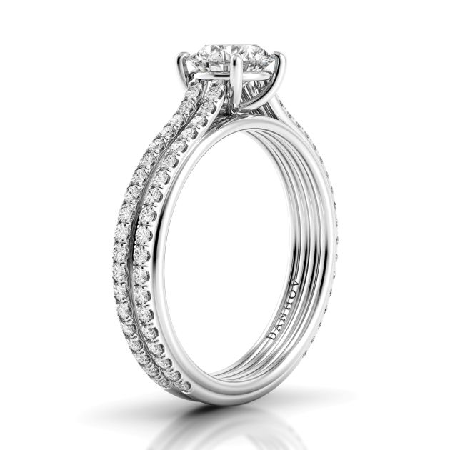 Danhov Unito Handcrafted Diamond Engagement Ring in 14k White Gold