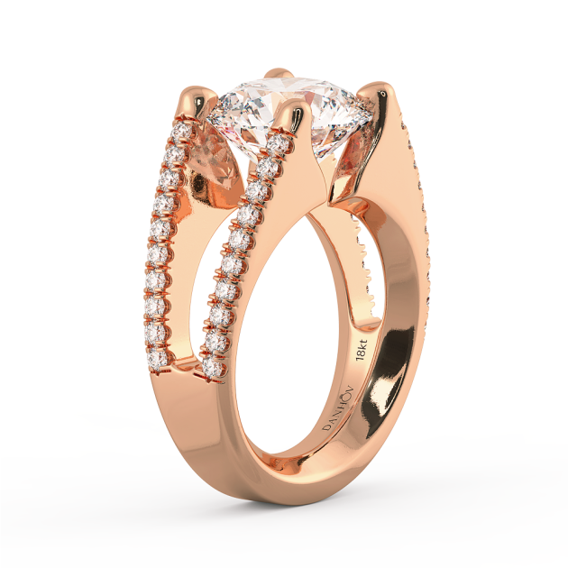 Danhov Tension Engagement Ring in 14k Rose Gold