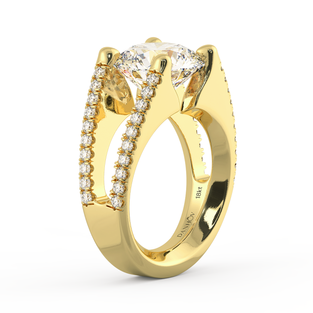 Danhov Tension Engagement Ring in 14k Yellow Gold