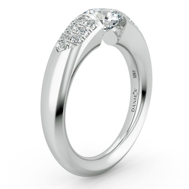 Danhov Tension Engagement Ring in 14k White Gold