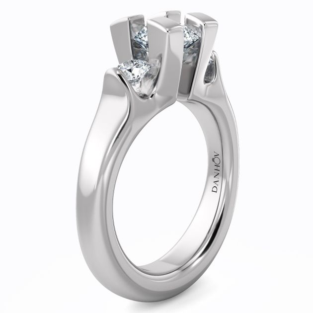 Danhov Tension Engagement Ring in 14k White Gold