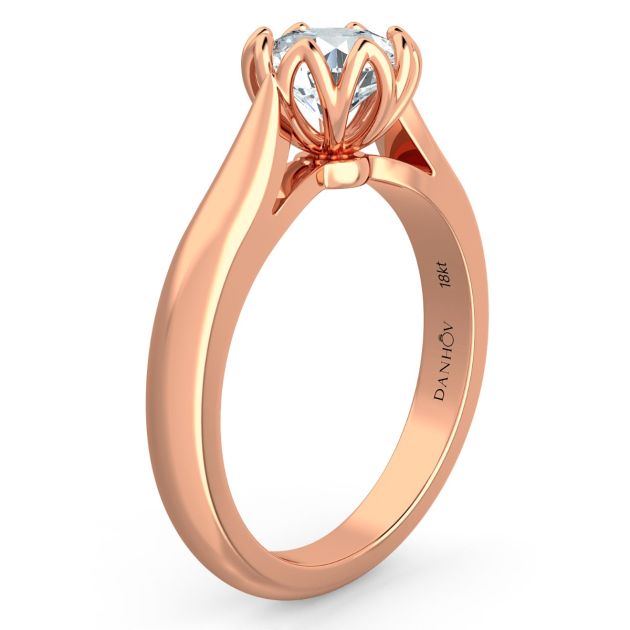 Danhov Classico Handcrafted Diamond Engagement Ring in 14k Rose Gold