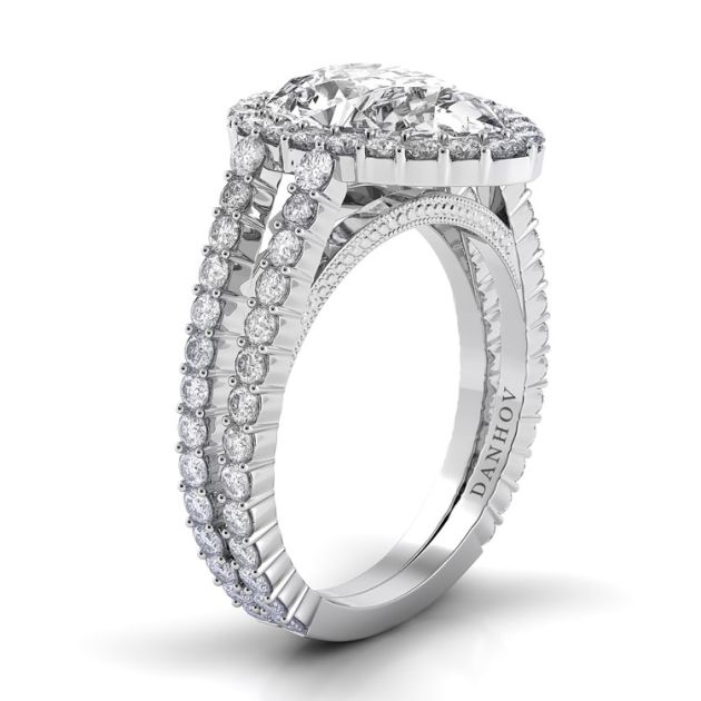 Danhov Carezza Pear Shaped Diamond Engagement Ring in Platinum