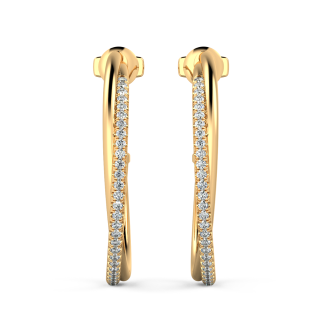Norme de Danhov CrossOver Medium Hoop Diamond Earrings in 14k Yellow Gold
