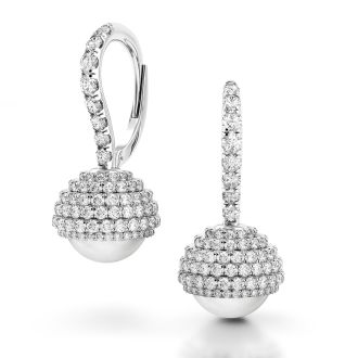 Danhov Trenta Limited Edition Pearl Diamond Earrings in 14k White Gold