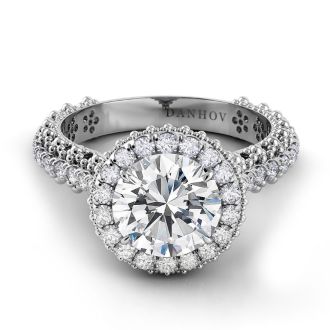 Danhov Petalo Floral Diamond Engagement Ring in 14k White Gold