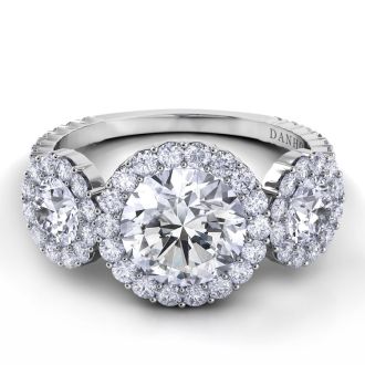 Danhov Carezza Three Stone Engagement Ring in 14k White Gold